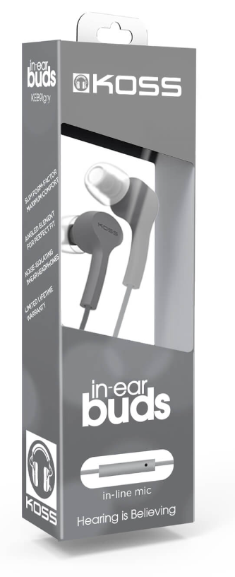Koss KEB9iGRY SBS Headphones  In-Ear  Wired  Microphone  Gray