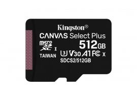 KINGSTON 512GB microSDXC Canvas Select Plus 100R A1 C10 Single Pack w o ADP