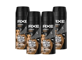 ZESTAW 4x Axe Leather & Cookies Dezodorant Spray dla Mężczyzn 150 ml