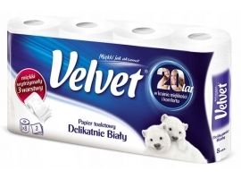 Velvet Delikatnie Biały Papier Toaletowy 8 rolek