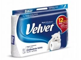 Velvet Delikatnie Biały Papier Toaletowy 12 rolek
