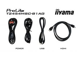 24" 60 5cm (1920x1080) iiyama ProLite T2454MSC-B1AG 16:9 5ms Touchscreen VGA USB HDMI VESA Speaker Full HD Black