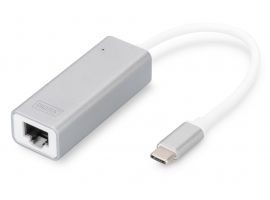 KAB Adapter USB-C > RJ45 Gigabit Lan 1000 MBit s Digitus White Silver