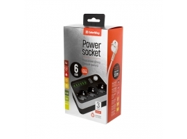 ColorWay Power Socket :3 EU plugs 6USB Blac CW-CHE36B 1.8 m  Black
