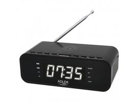 Adler Alarm Clock with Wireless Charger AD 1192B AUX in  Black  Alarm function