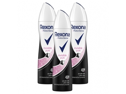 ZESTAW 3X Rexona Invisible Pure Antyperspirant w Aerozolu dla Kobiet 150ml 